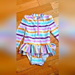 Cat & Jack Multicolor Striped Kids Swim Rashguard